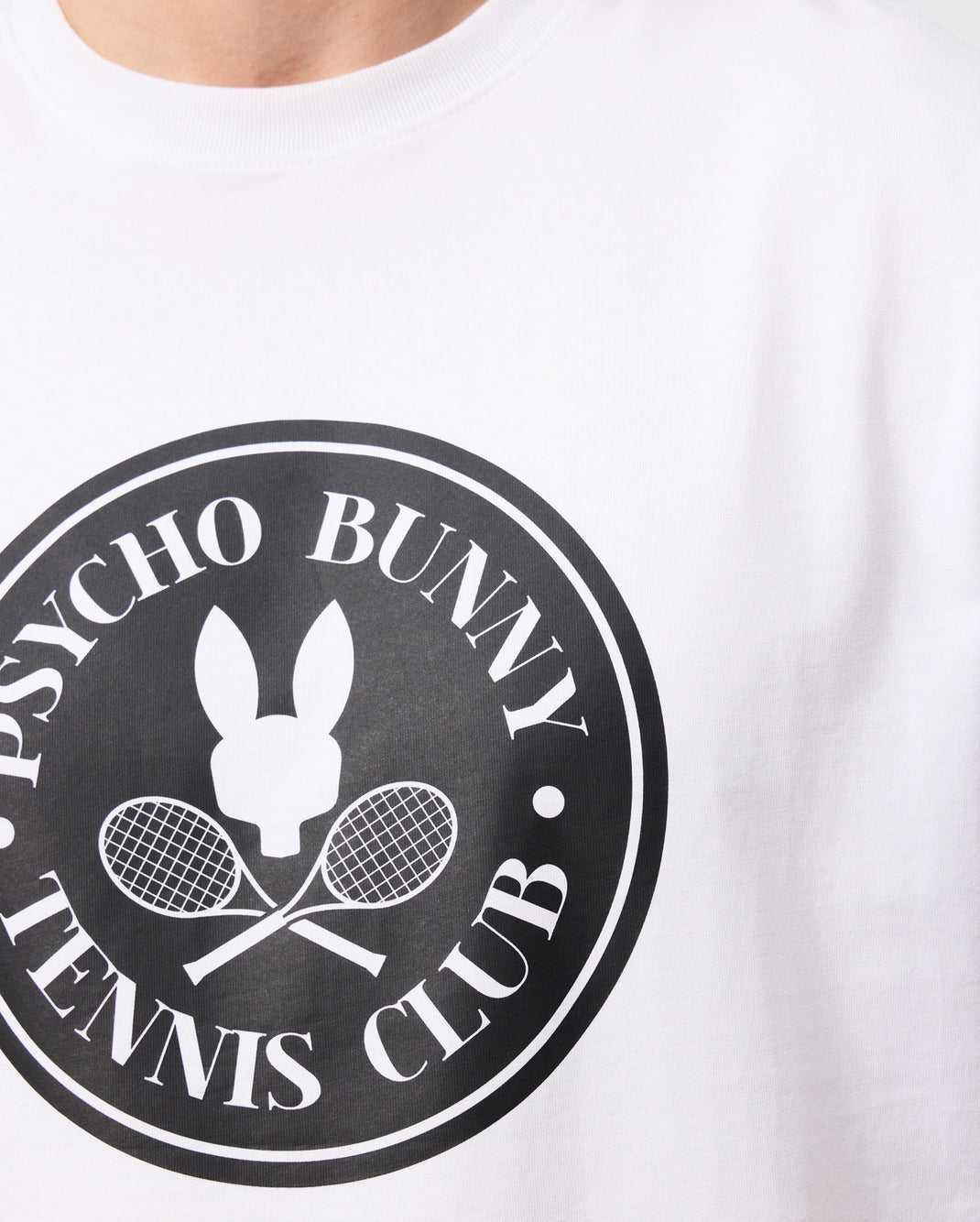 T Shirt Graphique Psycho Bunny Courtside Graphic Tee Blanche Homme | IHR-07516599